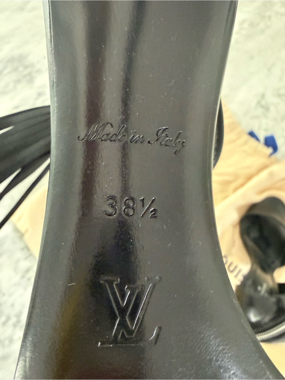 Louis Vuitton Black Leather Tassel Padlock Ankle-Strap Heels - Picture 8 of 9